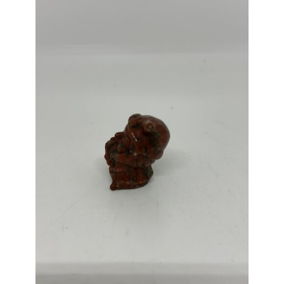Carved Red Jasper Gnome Figurine 1" Miniature Santa Christmas Shelf Decor Brown - Picture 2 of 5